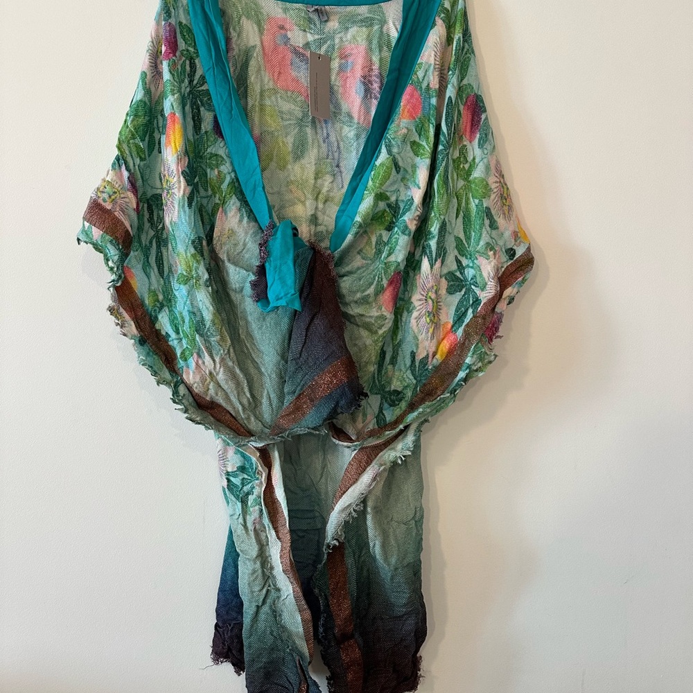 Rare Anthropologie Blank London Floral colorful tropical Wrap New without tags - Picture 3 of 15